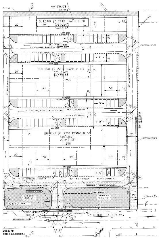 Franklin Business Park three-building site plan